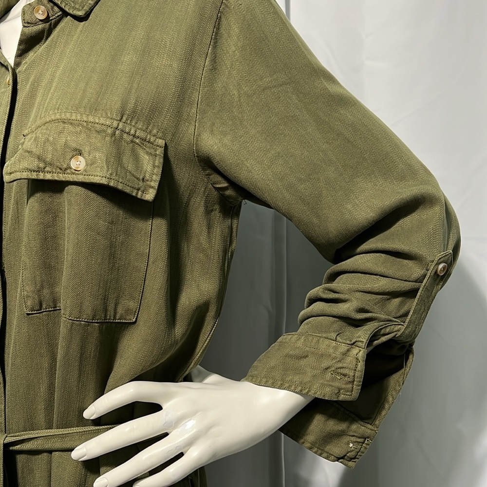 NWT Thread & Supply Long Sleeve Bobbi Dress Olive Green Large - Picture 9 of 17